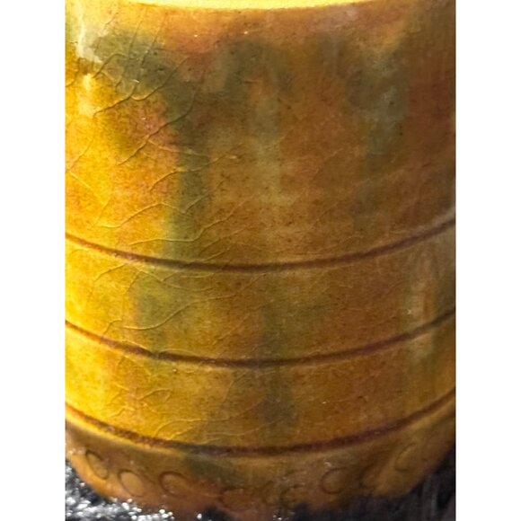 Vintage Pottery Ceramic Planter Frogs & Bamboo  Vase - Picture 4 of 10